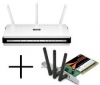Router WiFi DIR-655 switch 4 porty + Karta PCI WiFi Rangebooster N650 Draft 802.11n DWA-547 + Hub USB Plus 4 Porty USB 2.0 Mac/PC - hnedý