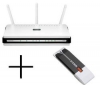 D-LINK Router WiFi DIR-655 switch 4 porty + klíč USB WiFi DWA-140 + Kabel RJ-45 samec /samec - 10 m, bílý (CNP5WS0aed10M)