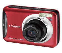 CANON PowerShot  A495 - červený + Pouzdro kompaktní kožené 11 x 3,5 x 8 cm