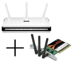 D-LINK Router WiFi DIR-655 switch 4 porty + Karta PCI WiFi Rangebooster N650 Draft 802.11n DWA-547 + Kabel RJ-45 samec /samec - 10 m, bílý (CNP5WS0aed10M)