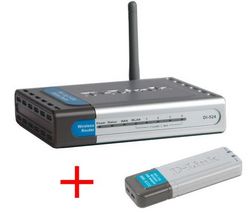 D-LINK Sada WiFi 54 Mb - Router DI-524UP + Flash disk 2.0 DWL-G122 + Hub USB Plus 4 Porty USB 2.0 Mac/PC - hnedý