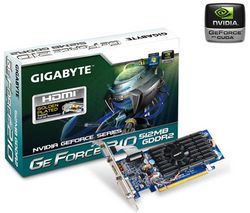GIGABYTE GeForce 210 - 512 MB GDDR2 - PCI-Express 2.0 (GV-N210OC-512I) + Adaptér DVI samec / VGA samice CG-211E