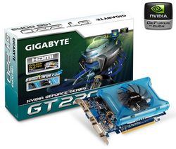 GIGABYTE GeForce GT 220 - 1 GB GDDR3 - PCI-Express 2.0 (GV-N220OC-1GI) + Brýle GeForce 3D Vision