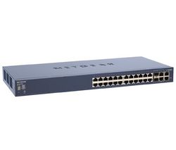 NETGEAR Komutátor Ethernet ProSafe FS728TS Smart Switch - 24 portu - EN, Fast EN - 10Base-T, 100Base-TX + 2x1000Base-T/SFP (mini-GBIC), 2x1000Base-T - 1U