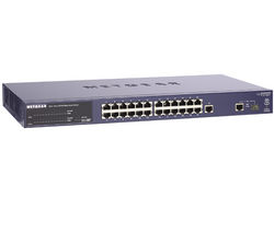 NETGEAR Switch Ethernet 24 portu 10/100 Mb + 2 Gigabit FS726T + Kabel Ethernet RJ45 zkrížený (kategorie 5) - 1m