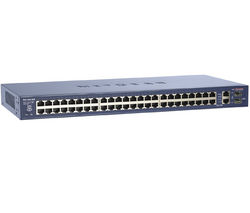 NETGEAR Switch Ethernet 48 portu 10/100 Mb + 2 Gigabit FS750T2 + Merící prístroj na testování síťových kabelu  TC-NT2
