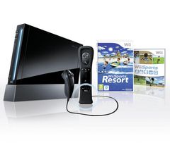 NINTENDO Konzole Wii Černá + 1 Nunchuk + 1 Wiimote + Wii Motion Plus + Wii Sport Resort