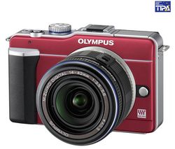 OLYMPUS Pen E-PL1 - červený + objektiv M.ZUIKO DIGITAL ED 14-42 mm + Pouzdro Pix Medium + černá kapsa + Pameťová karta SDHC Premium 32 GB 60x