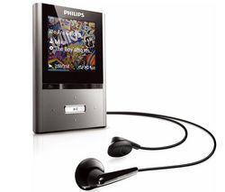 PHILIPS Lecteur MP3 FM GoGear ViBE SA2VBE08K/02  8 GB - tmave stríbrná + Sluchátka STEALTH - Černá