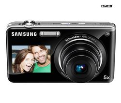 SAMSUNG ST600 - Digital camera - compact - 14.2 Mpix - optical zoom: 5 x - supported memory: microSD, microSDHC - black + Pouzdro kompaktní kožené 11 x 3,5 x 8 cm + Pameťová karta SDHC 8 GB + Baterie SLB07A