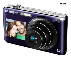 SAMSUNG ST600 - Digital camera - compact - 14.2 Mpix - optical zoom: 5 x - supported memory: microSD, microSDHC - violet + Pouzdro Kompakt 11 X 3.5 X 8 CM CERNÁ + Pameťová karta SDHC 8 GB + Baterie SLB07A + Mini trojnožka Pocketpod