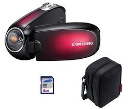 SAMSUNG Videokamera SMX-C20 - červená + pouzdro CC1M+ karta SD 4 GB + Baterie IA-BH130LB + Pameťová karta SDHC 4 GB