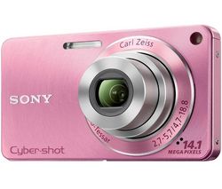 SONY Cyber-shot  DSC-W350 ružový + Pouzdro Memory DCCM10PK  6.2 X 10 X 2.2 CM - černé a ružové