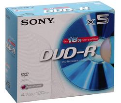 SONY DVD-R 4,7 GB (sada 5 kusu)