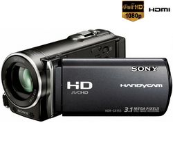 SONY HD Videokamera HDR-CX155 + Baterie lithium NP-FV50 + Pameťová karta SDHC 8 GB + Kabel HDMi samcí/HDMi mini samcí (2m)