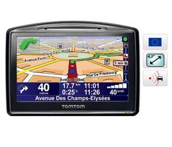 TOMTOM GPS Go 730 Evropa + Adaptér do auta / síť SKP-PWR-ADC + Pouzdro kovove šedé pro GPS s displejem 4,3