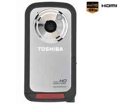 TOSHIBA Videokamera HD Camileo BW10 stríbrná + Nylonové pouzdro TBC-302 + Nabíječka do auta USB Black Velvet