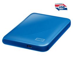 WESTERN DIGITAL Prenosný externí pevný disk My Passport Essential 500 GB modrý + Pouzdro My Passport - Stríbrné